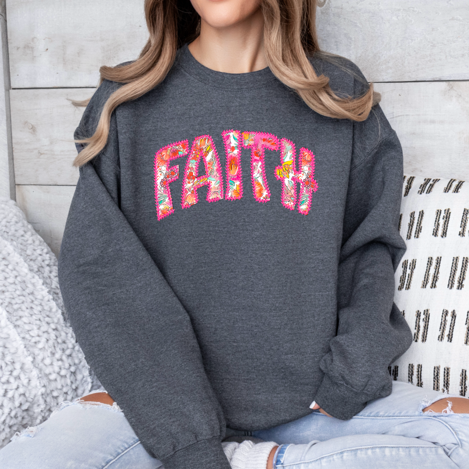 Faux Stitch Faith DTF Print