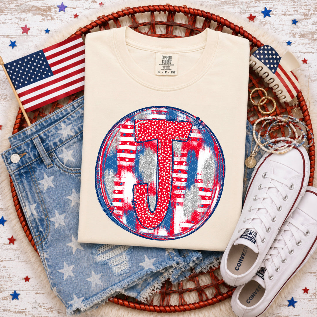 Patriotic Brush Strokes Letter Collection DTF Print