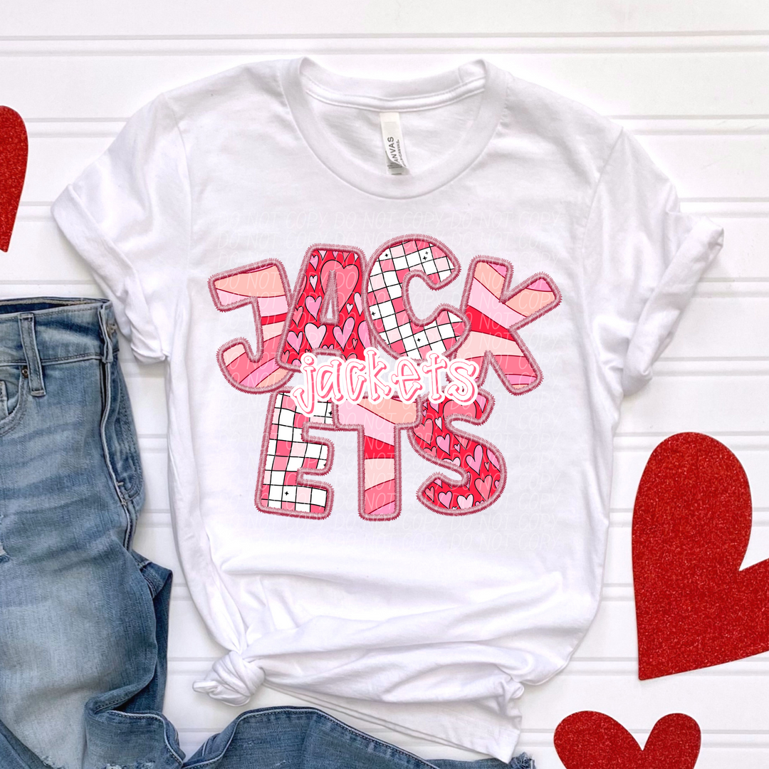 Valentines Day Faux Embroidered  YOUTH Mascots DTF Print