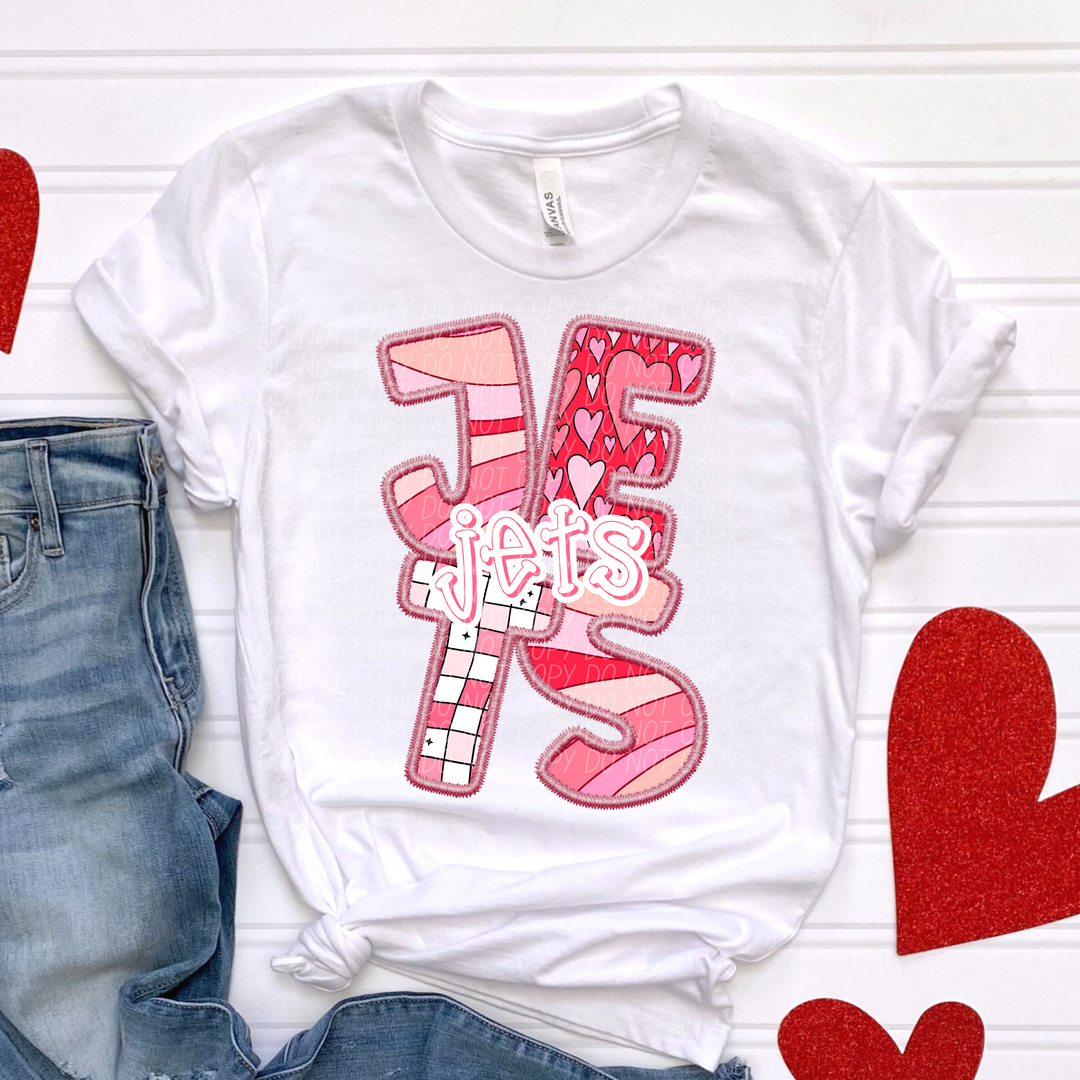 Valentines Day Faux Embroidered  YOUTH Mascots DTF Print