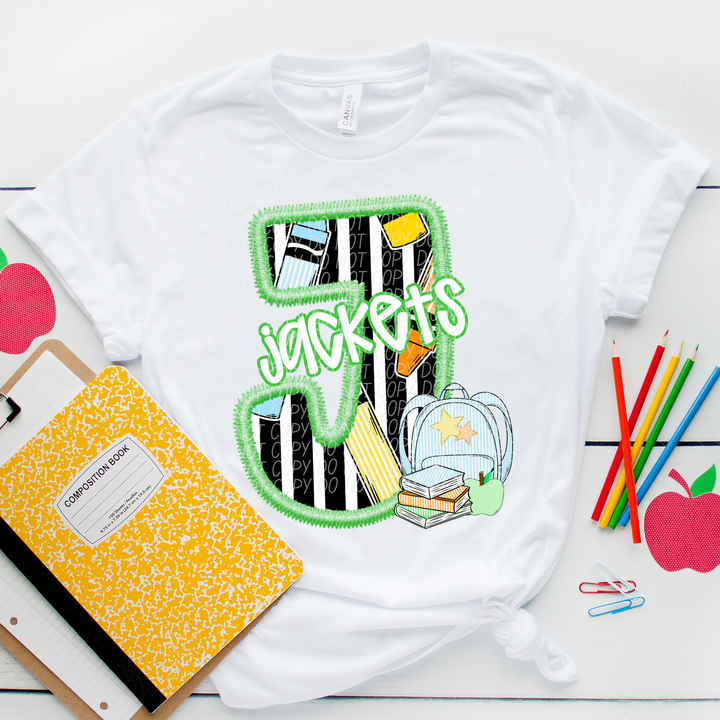 Green Letter Back to School Mascots Youth DTF Print