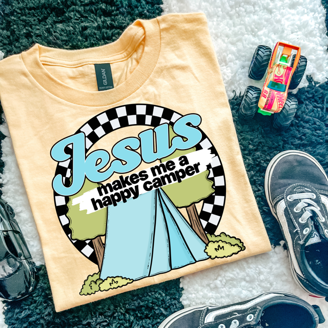 Jesus Makes Me A Happy Camper DTF Print