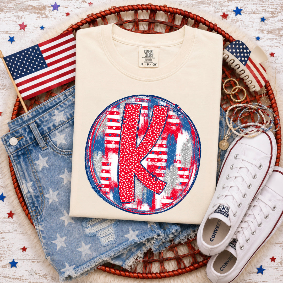 Patriotic Brush Strokes Letter Collection DTF Print