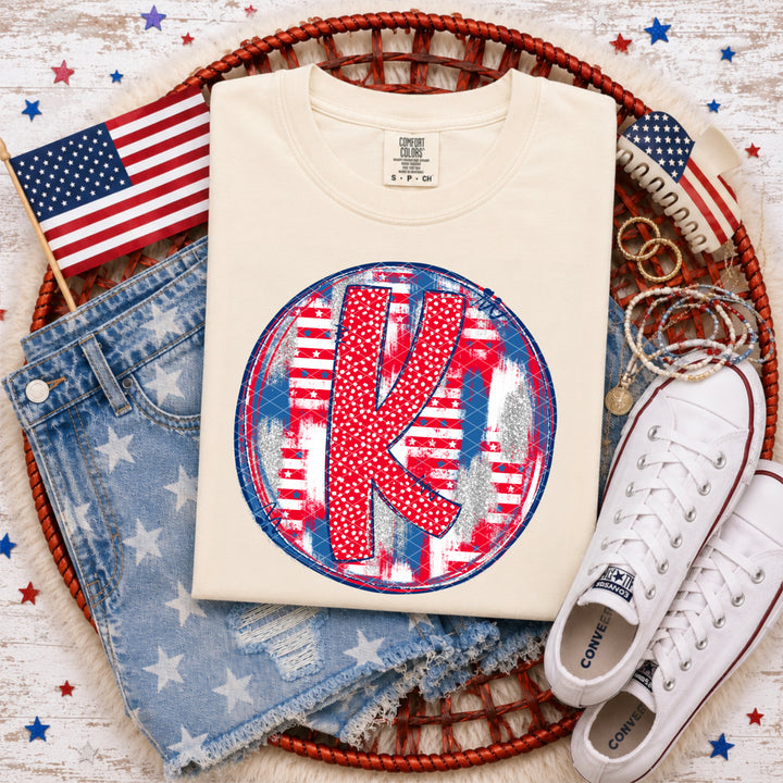 Patriotic Brush Strokes Letter Collection DTF Print