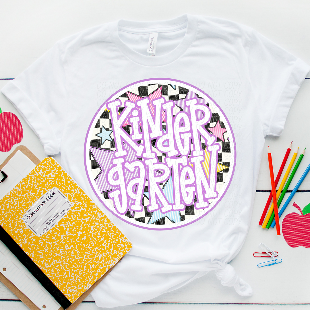 Back To School Stars Purple - Grade Levels DTF Print