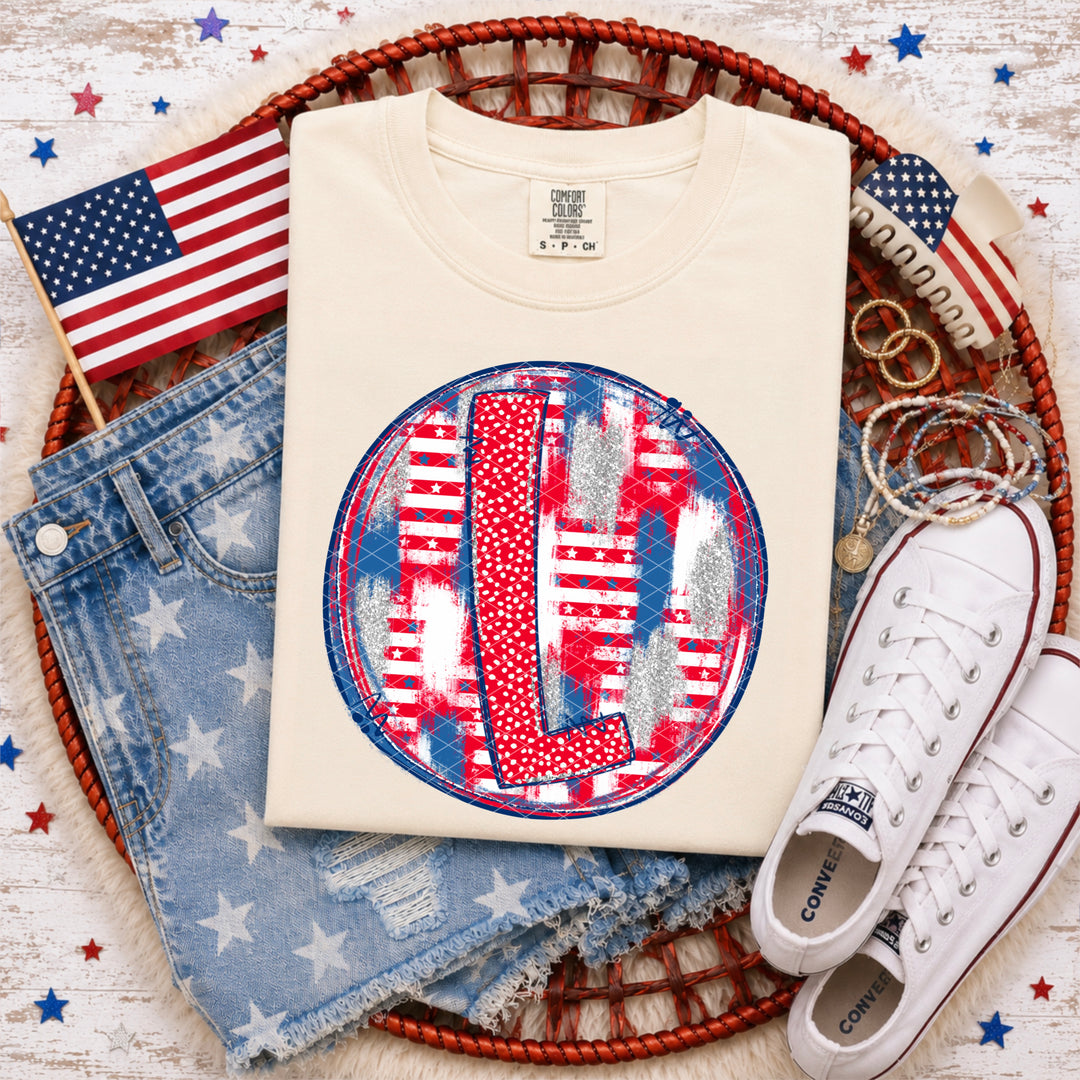 Patriotic Brush Strokes Letter Collection DTF Print