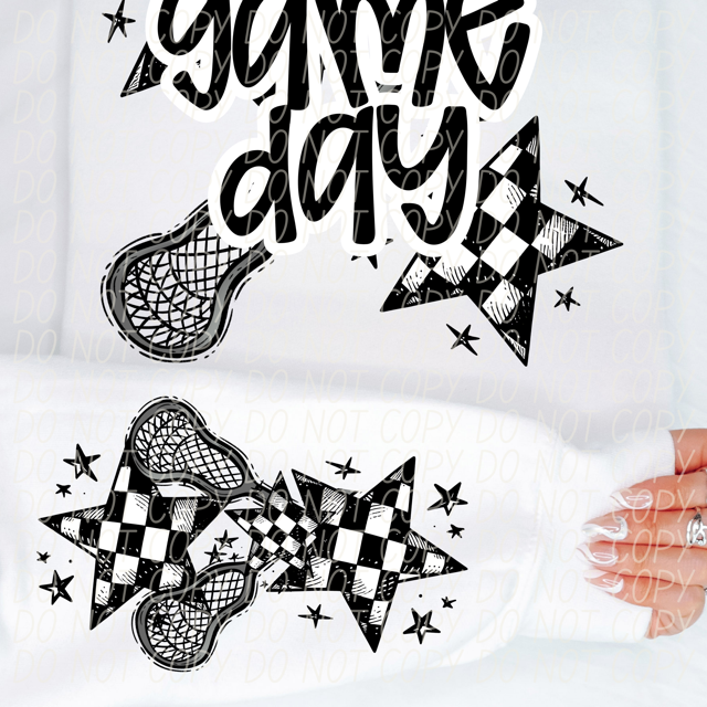 Game Day Sports Checkered Stars SLEEVE DTF Print