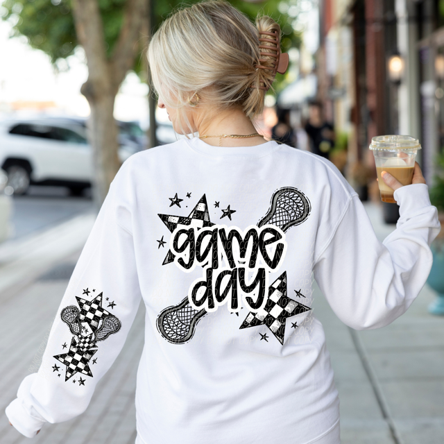 Game Day Sports Checkered Stars SLEEVE DTF Print