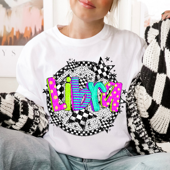 Horoscope Neon Checker DTF Print