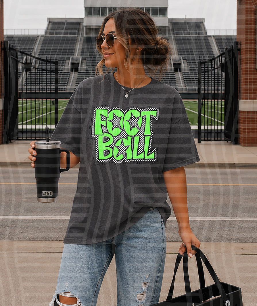 Preppy Checker Football Stars DTF Print