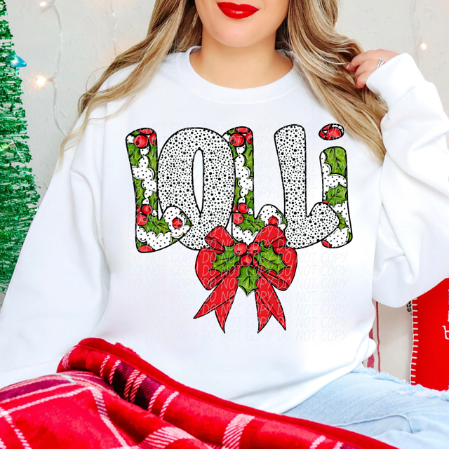 Holly Dot Names DTF Print