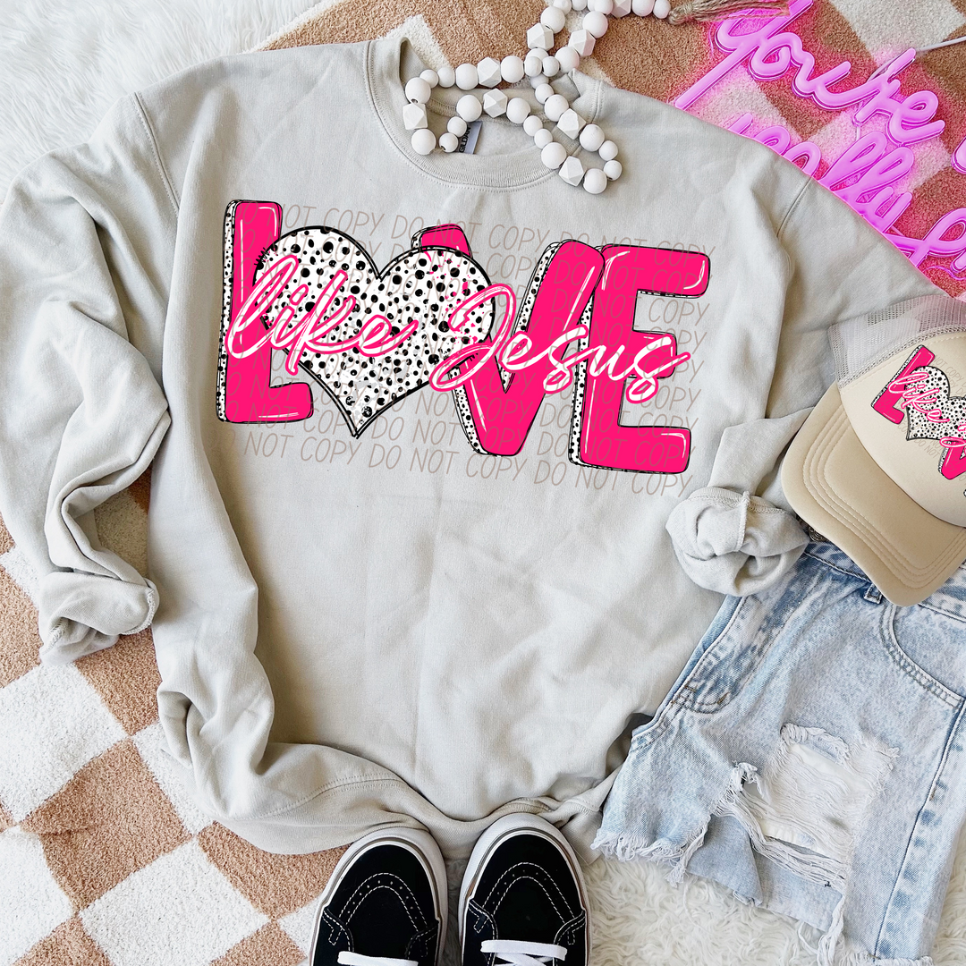 Love Like Jesus Dots Pink DTF Print