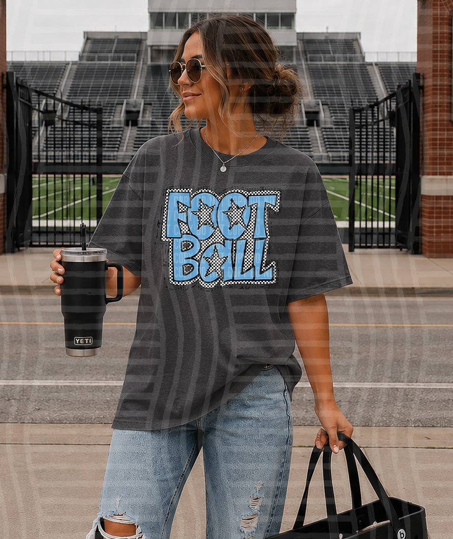 Preppy Checker Football Stars DTF Print