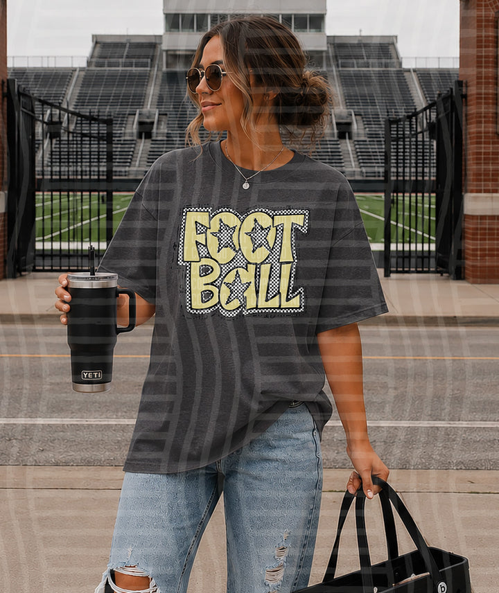 Preppy Checker Football Stars DTF Print