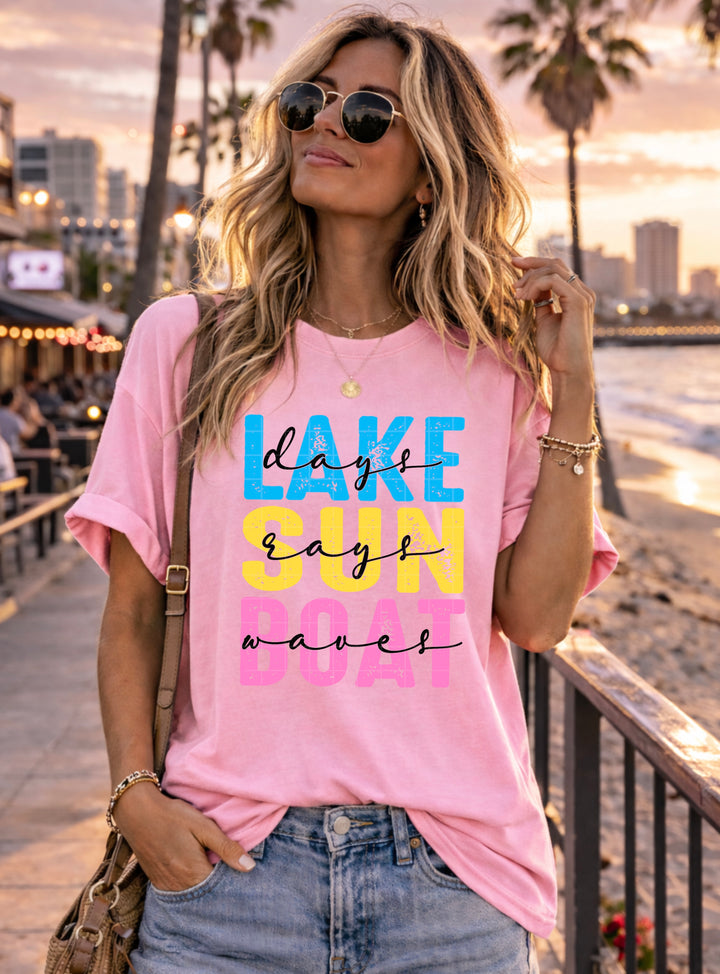 Lake Sun Boat DTF Print
