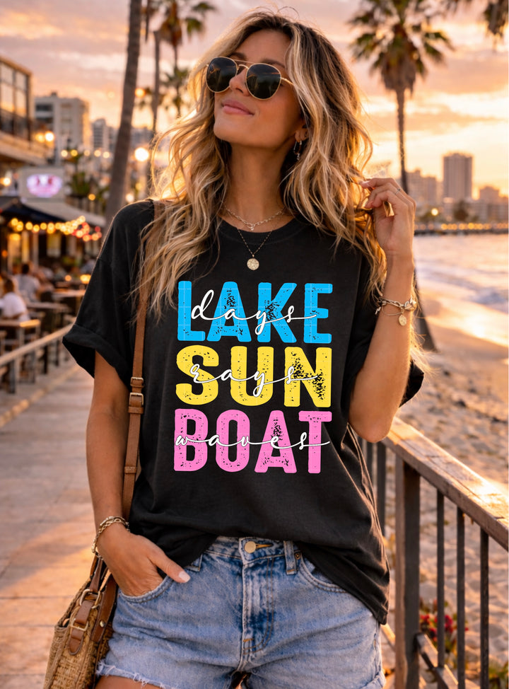 Lake Sun Boat DTF Print