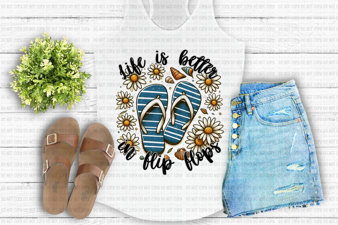 Life is Better in Flip Flops Pool DTF Print