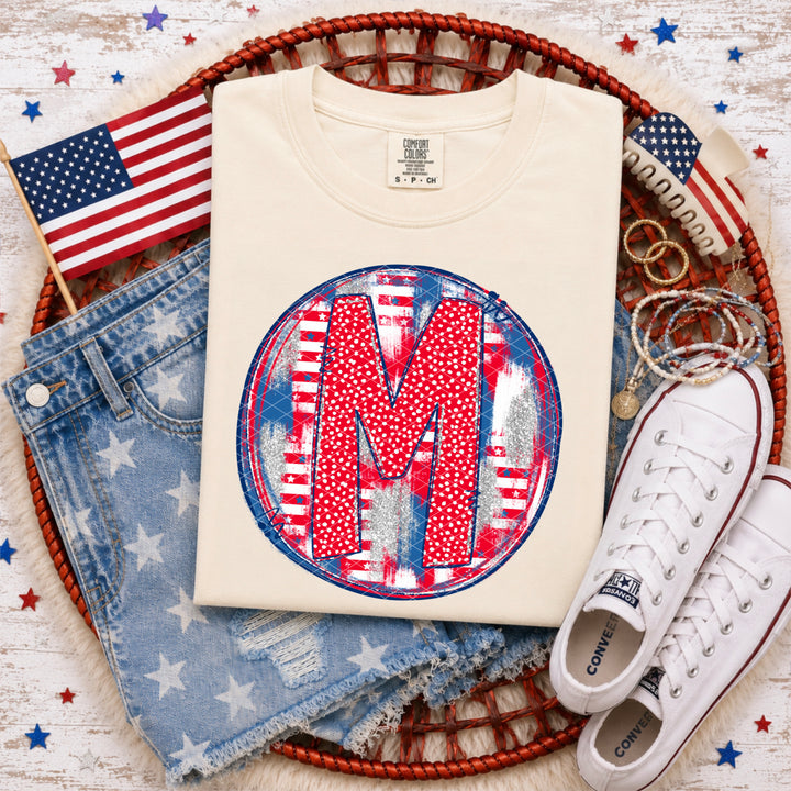 Patriotic Brush Strokes Letter Collection DTF Print