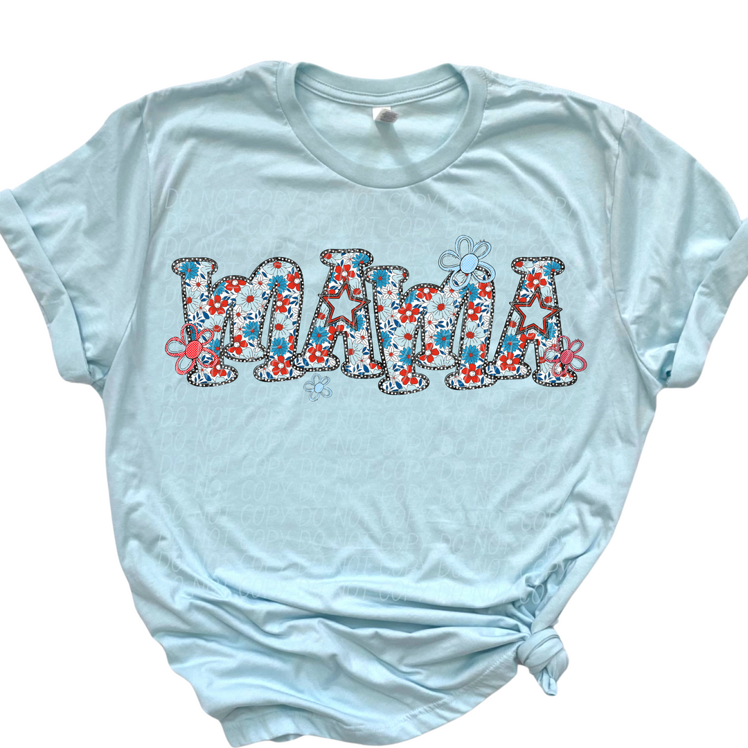 Mama Patriotic Flowers DTF Print