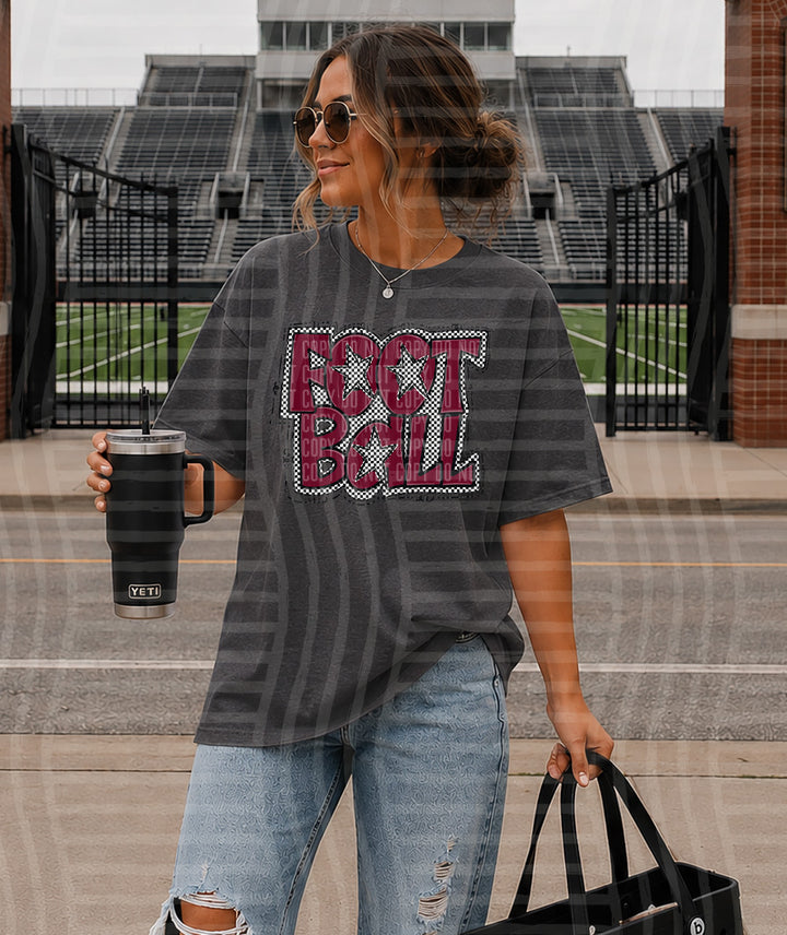 Preppy Checker Football Stars DTF Print