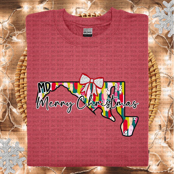 Messy Paint States Merry Christmas DTF Print