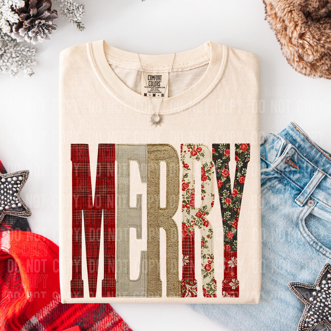 Merry Oversized Patch DTF Print