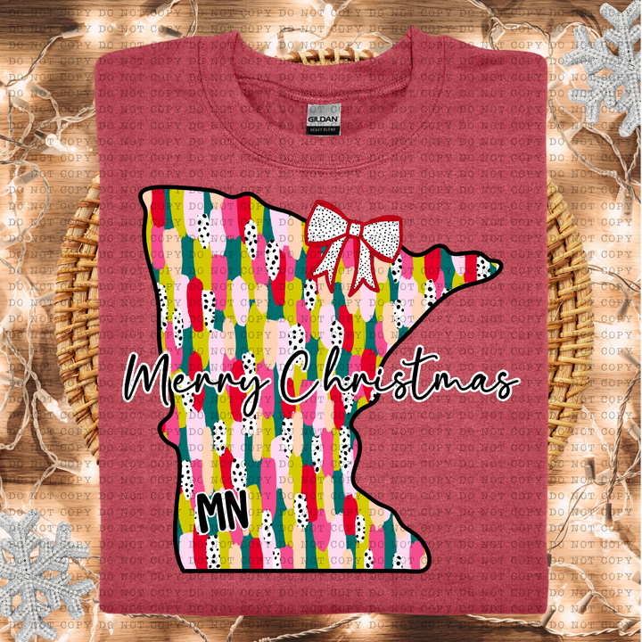 Messy Paint States Merry Christmas DTF Print