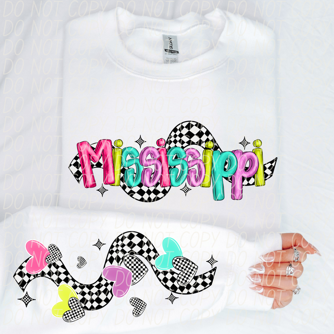 Bright Checkered States FRONT DTF Print