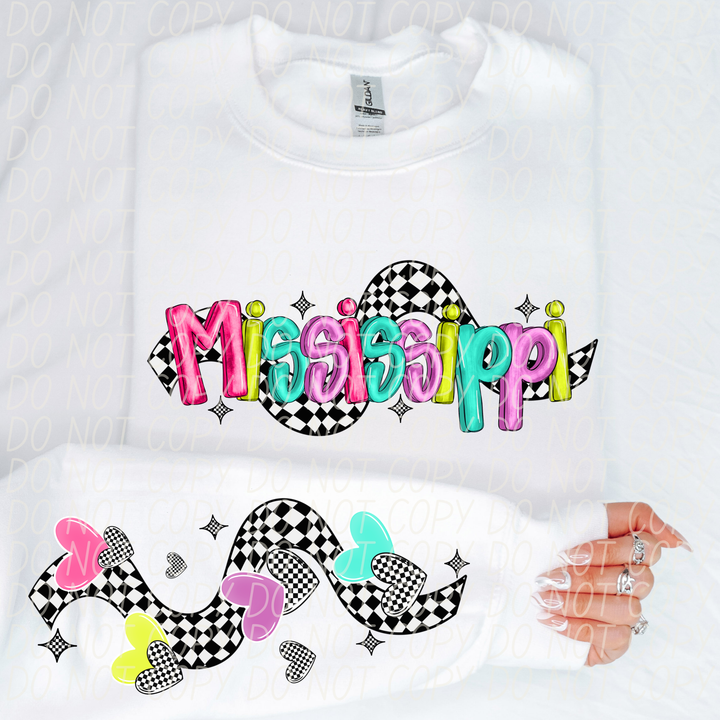 Bright Checkered States FRONT DTF Print