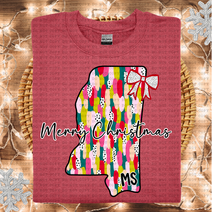 Messy Paint States Merry Christmas DTF Print