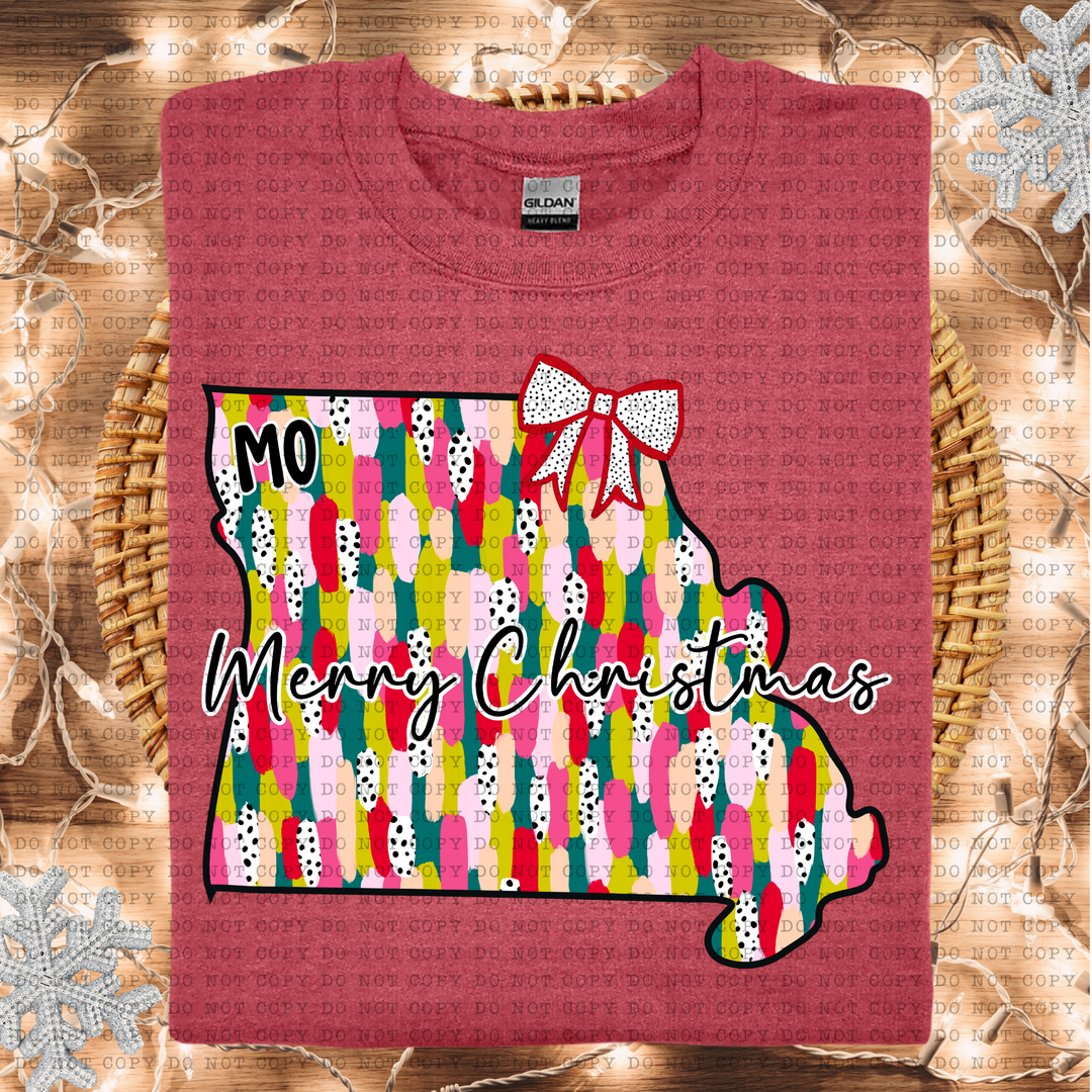 Messy Paint States Merry Christmas DTF Print