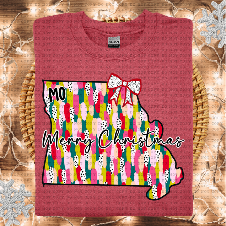 Messy Paint States Merry Christmas DTF Print