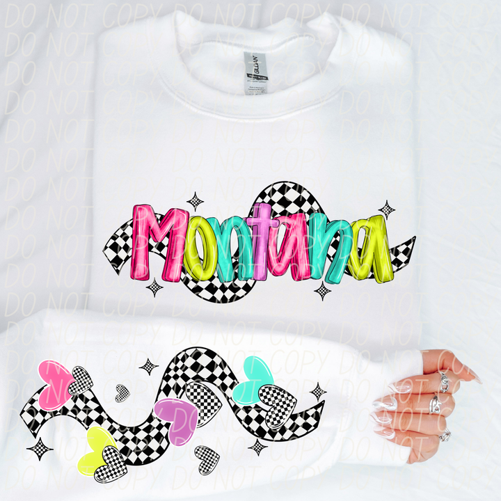 Bright Checkered States FRONT DTF Print