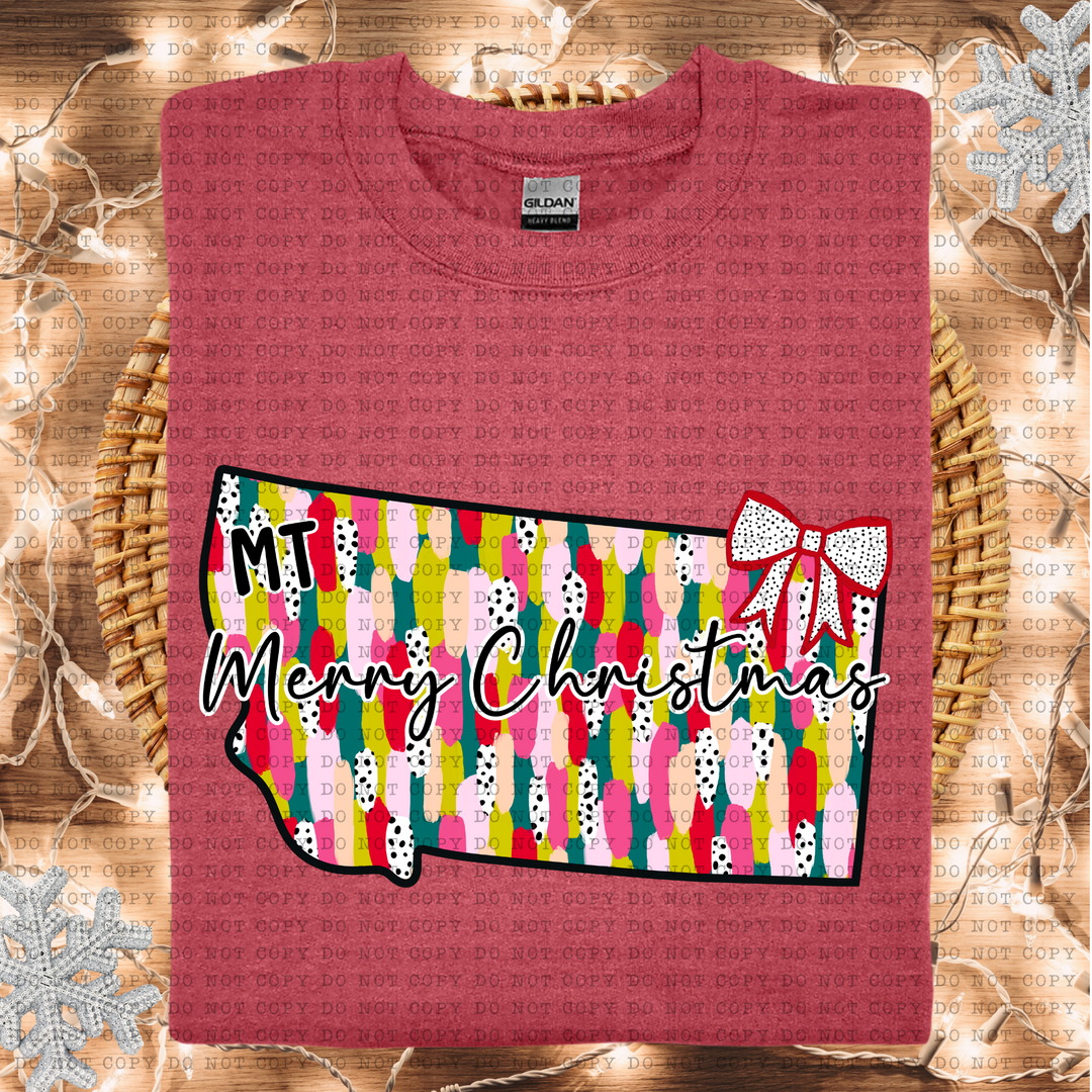 Messy Paint States Merry Christmas DTF Print