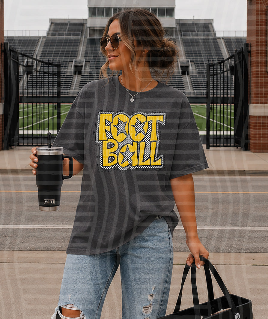 Preppy Checker Football Stars DTF Print