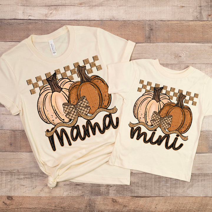 Fall Checkered Glitter Pumpkin Collection DTF Print
