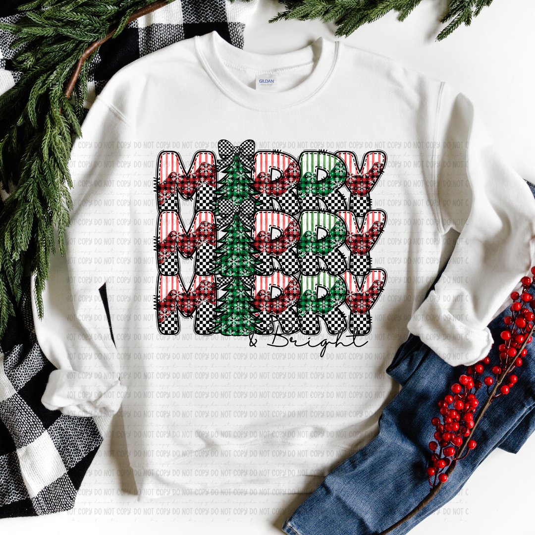 Merry Stacked Bright DTF Print