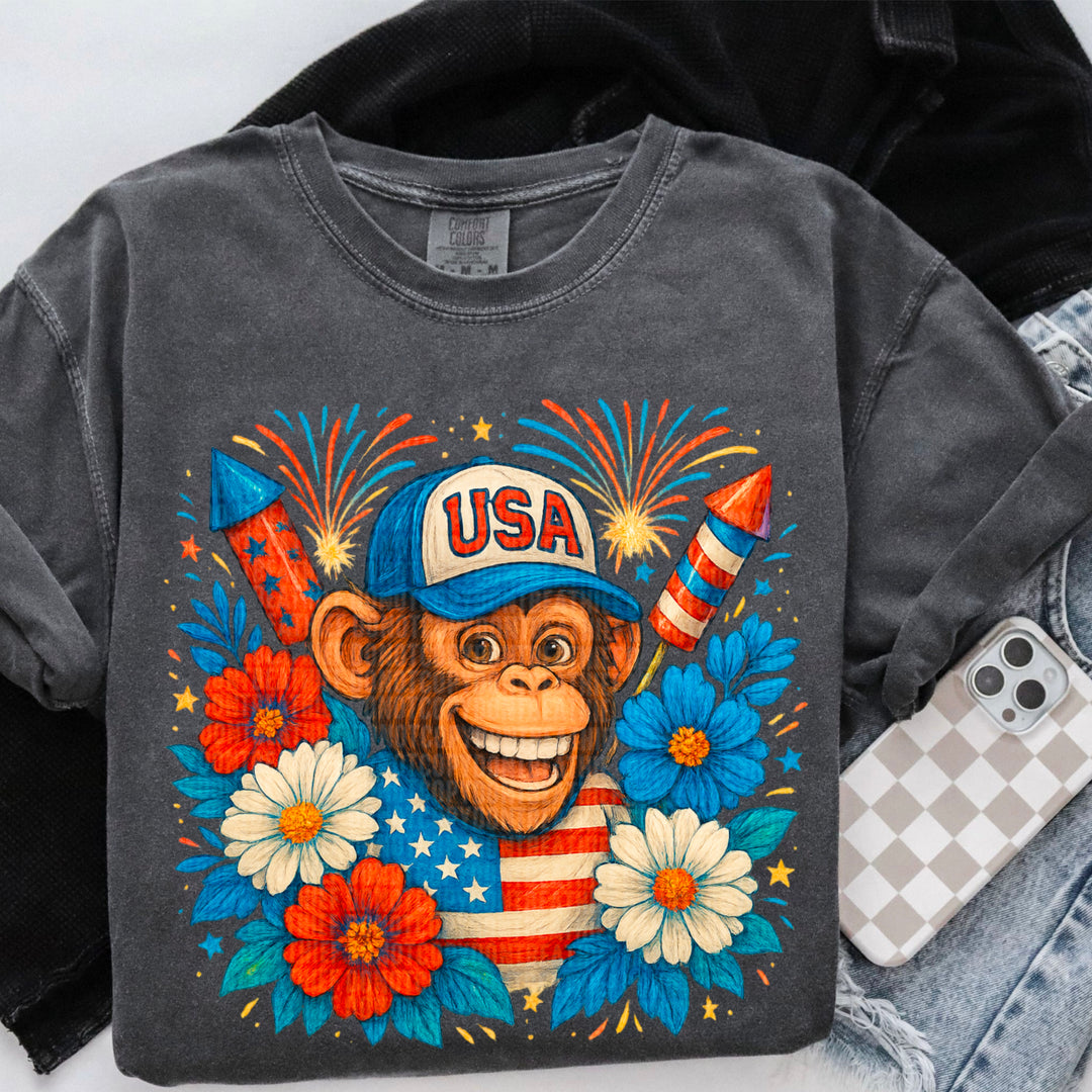 Monkey 4th Of July DTF Print