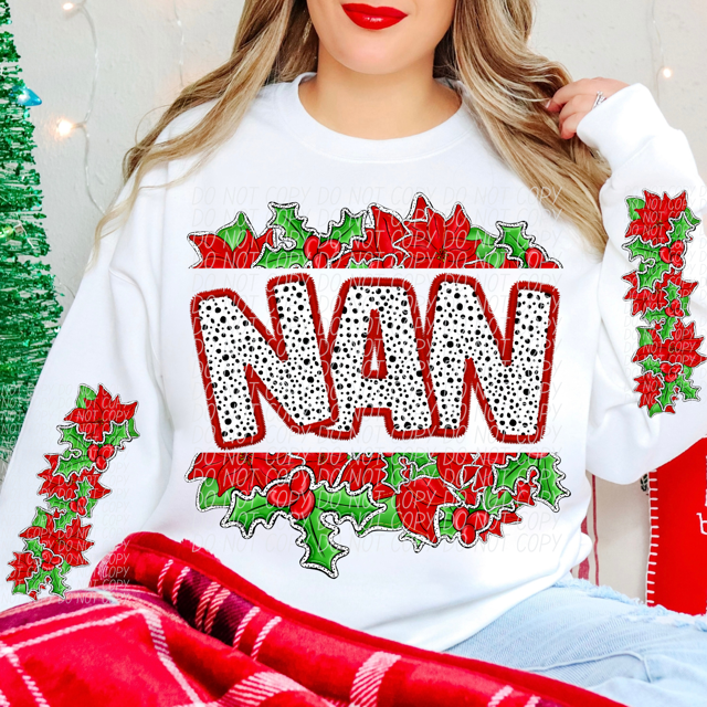 Split Holly Names DTF Print