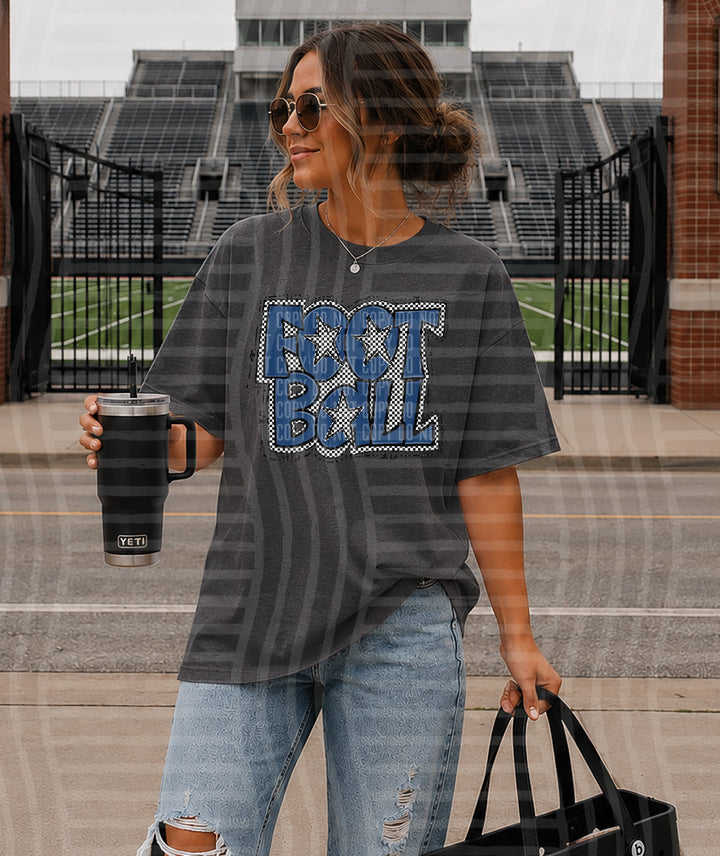 Preppy Checker Football Stars DTF Print