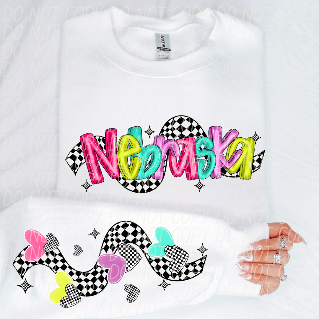 Bright Checkered States FRONT DTF Print