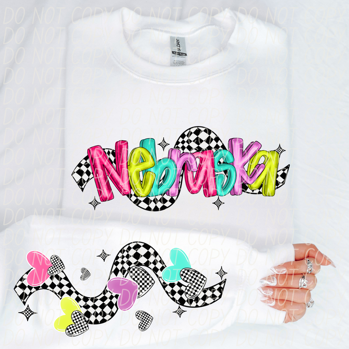 Bright Checkered States FRONT DTF Print