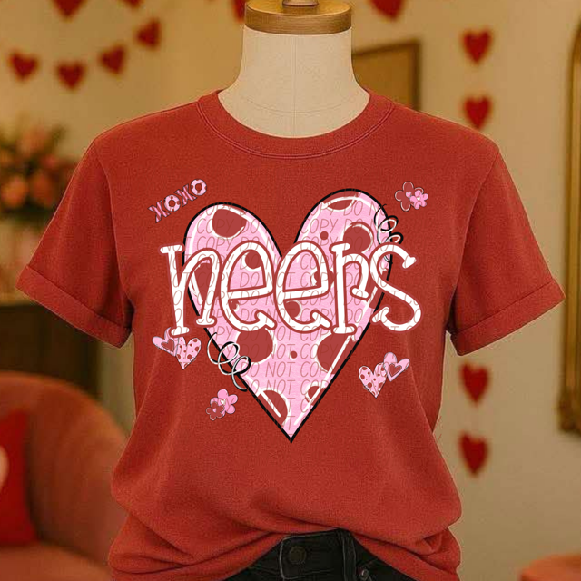 Valentine's Mascot Pink and Red DTF Print