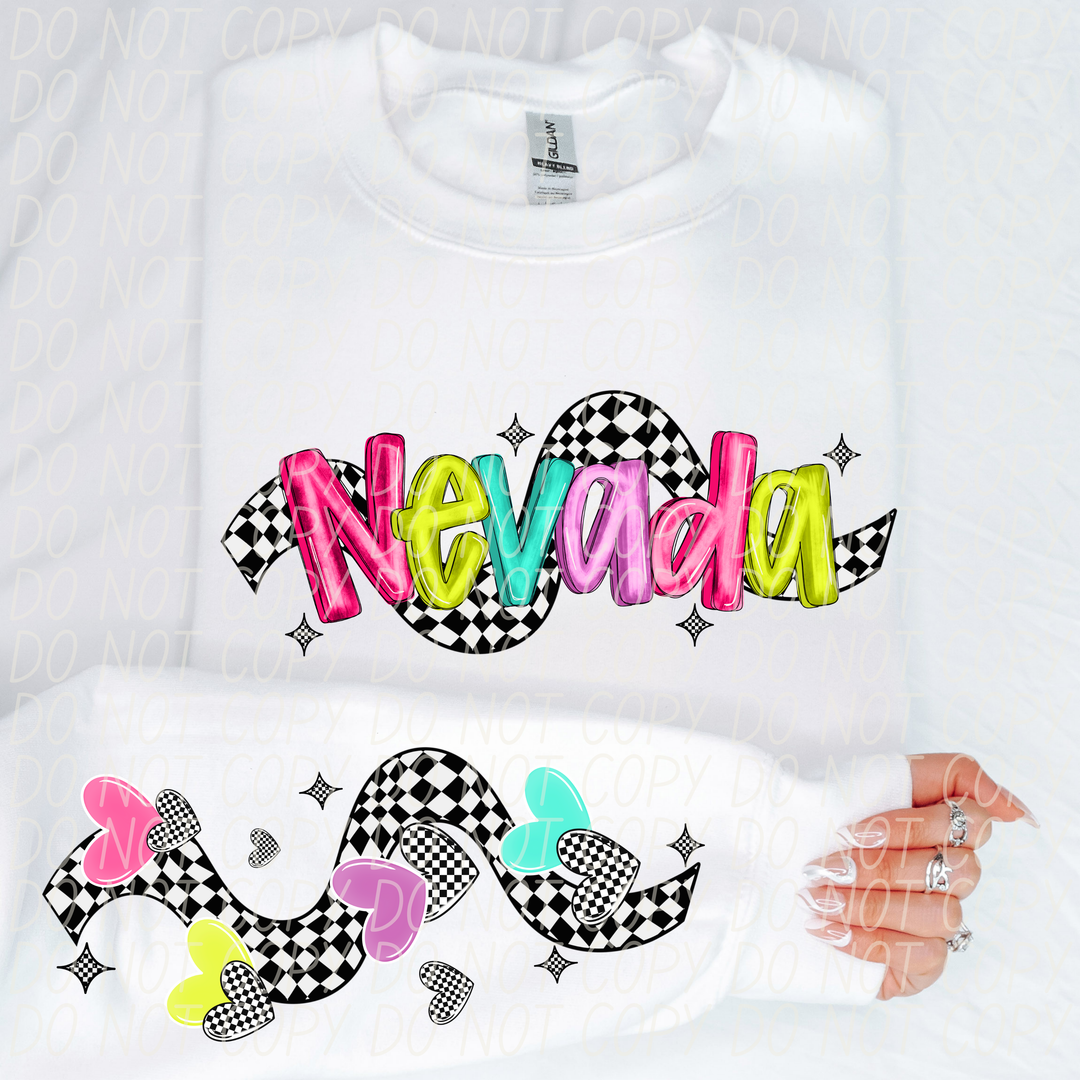 Bright Checkered States FRONT DTF Print