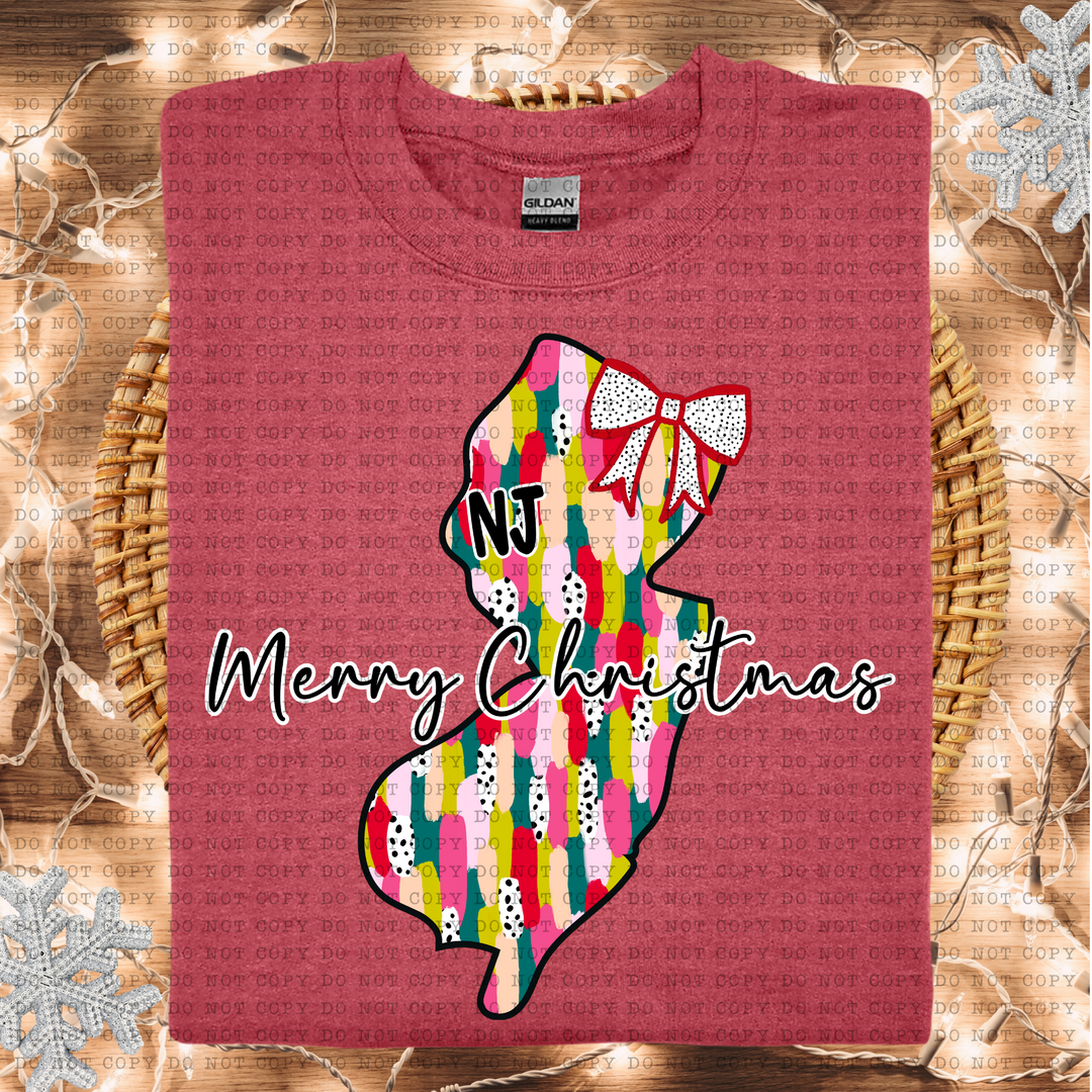 Messy Paint States Merry Christmas DTF Print