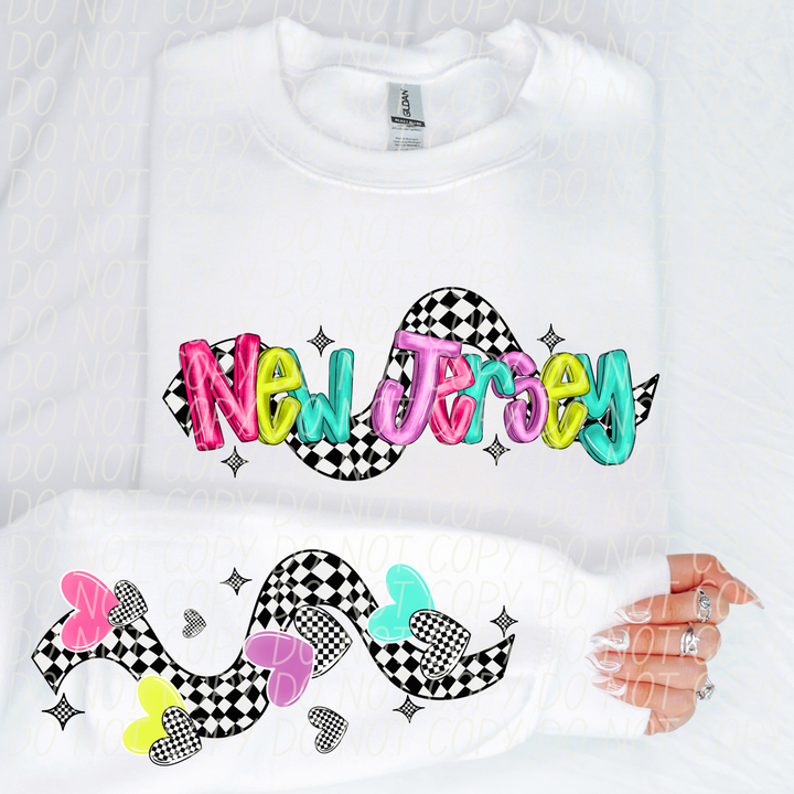 Bright Checkered States FRONT DTF Print