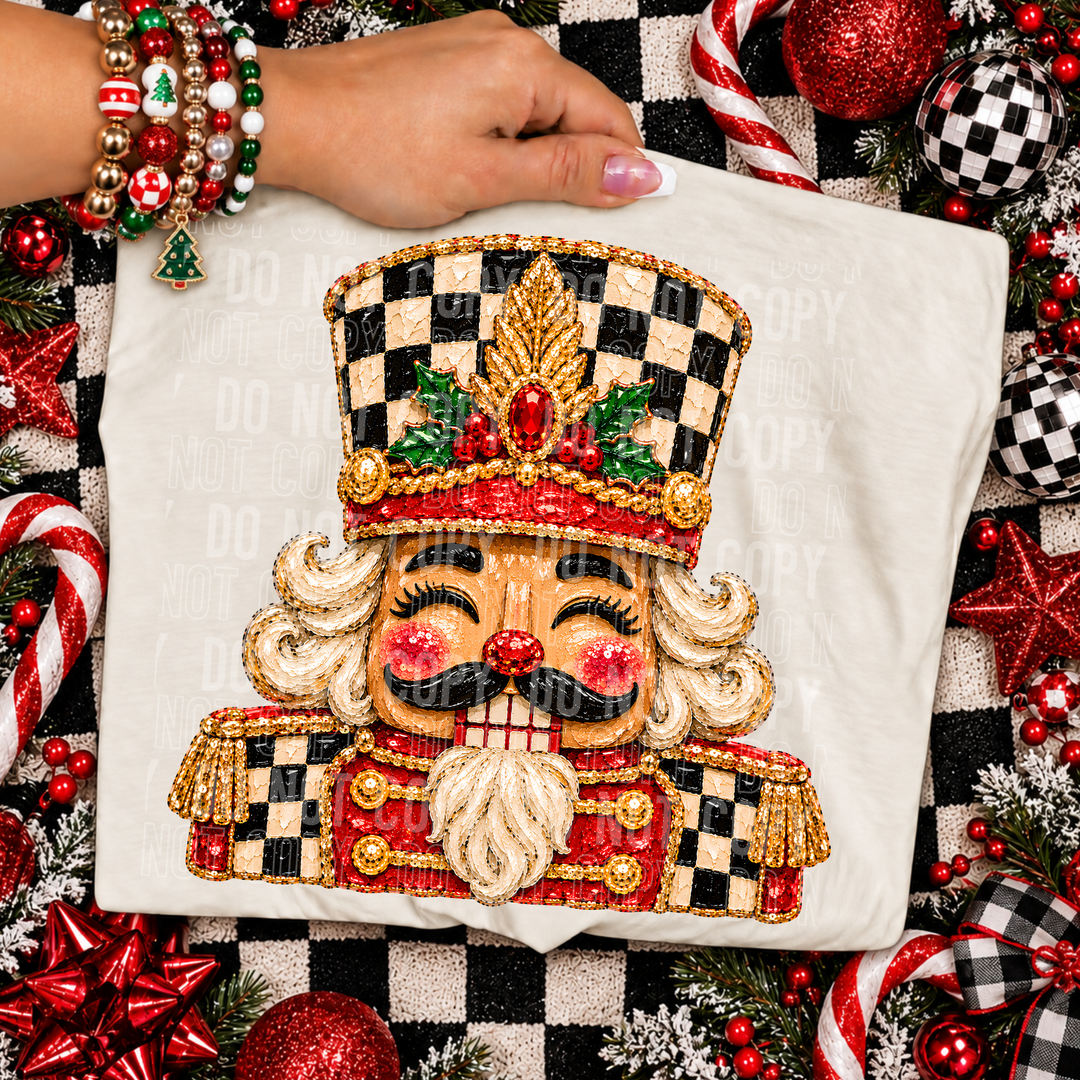 Nutcracker Faux Painted Checkered DTF Print