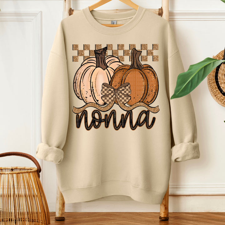 Fall Checkered Glitter Pumpkin Collection DTF Print