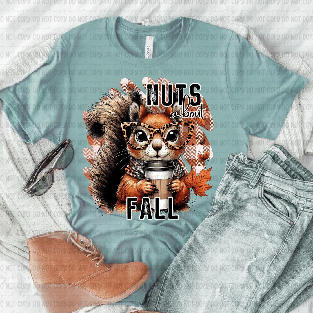 Nuts About Fall Plaid DTF Print