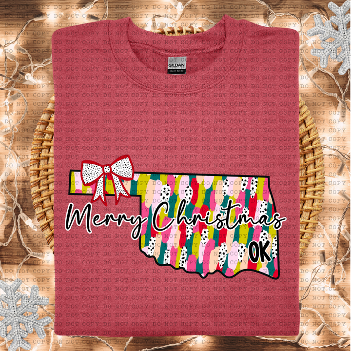Messy Paint States Merry Christmas DTF Print